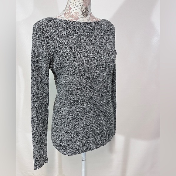 🛍️LIZ CLAIBORNE SPORT Black and white heather knit‎ sweater size S. - Picture 8 of 12